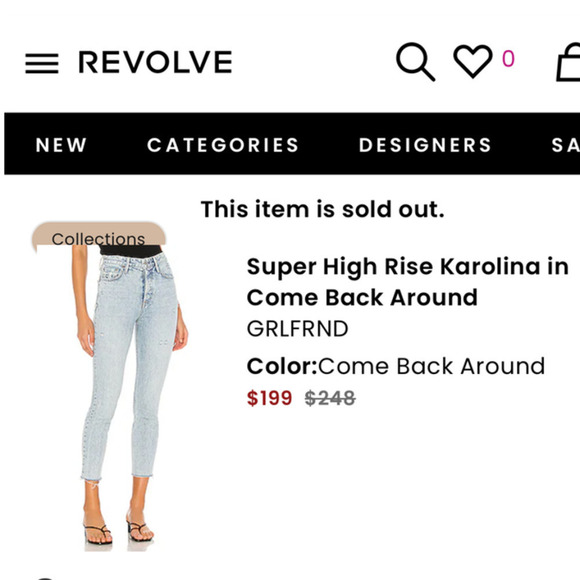 GRLFRND Size 28 Super High Rise Karolina Color: Come Back Around NWT - Picture 7 of 7